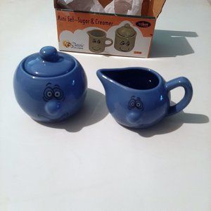 Rare Vintage porcelain Sugar and Creamer mini set adorable hand painted coffee